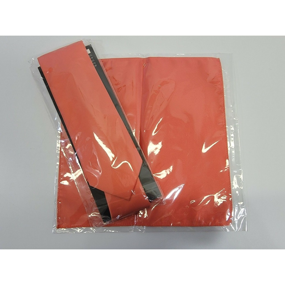 NEW JACOB ALEXANDER Men's Solid Color Tie Hanky Handkerchief Set Coral Orange